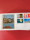 Enveloppe philatélie Suisse Premier Jour, timbres colorés, illustration Lucerne