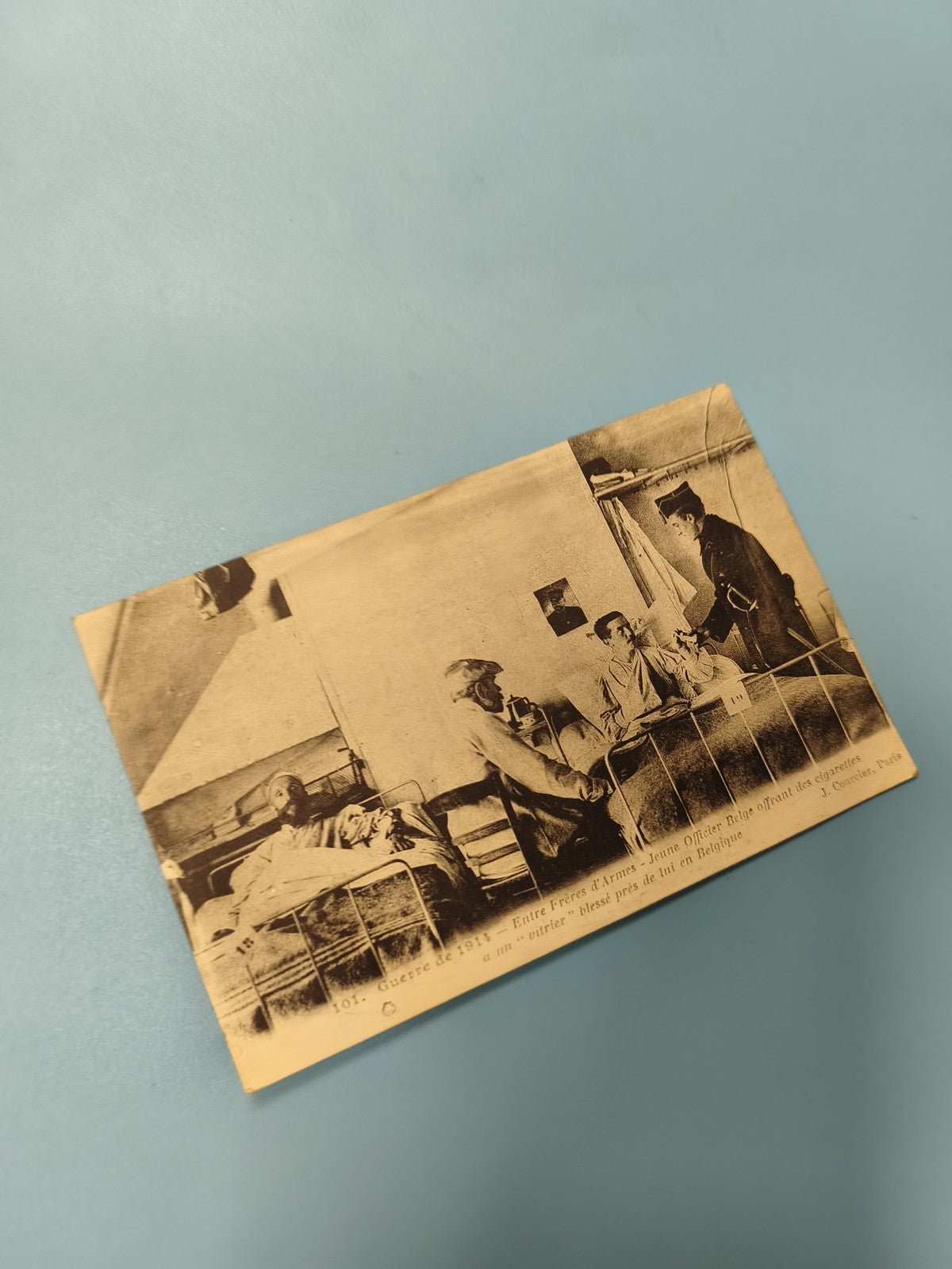 Ancienne carte postale animée Guerre 1914-1918 soldats blessés hôpital vintage
