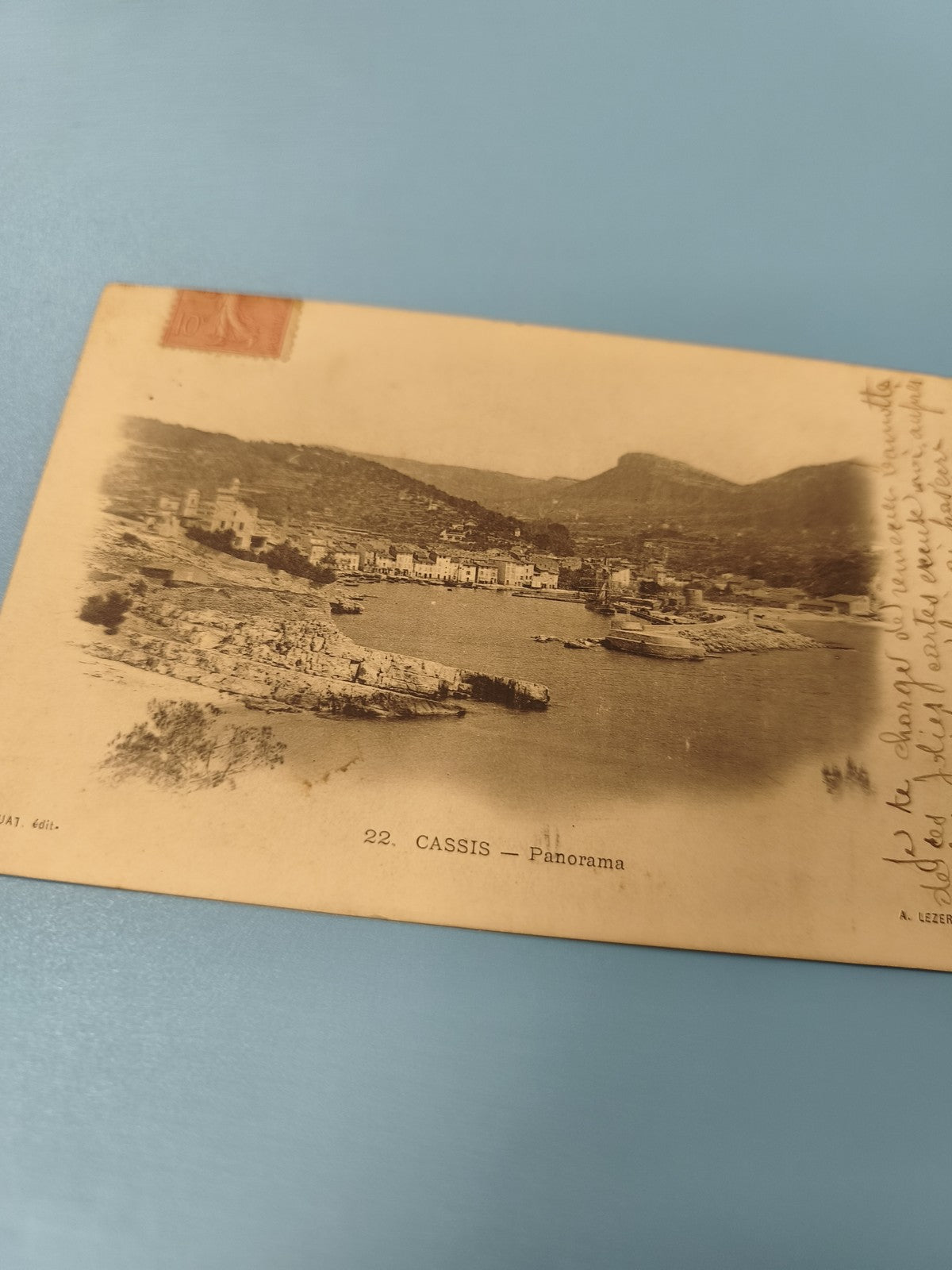 Carte postale ancienne CPA Cassis Panorama timbre 10c écrite vue village