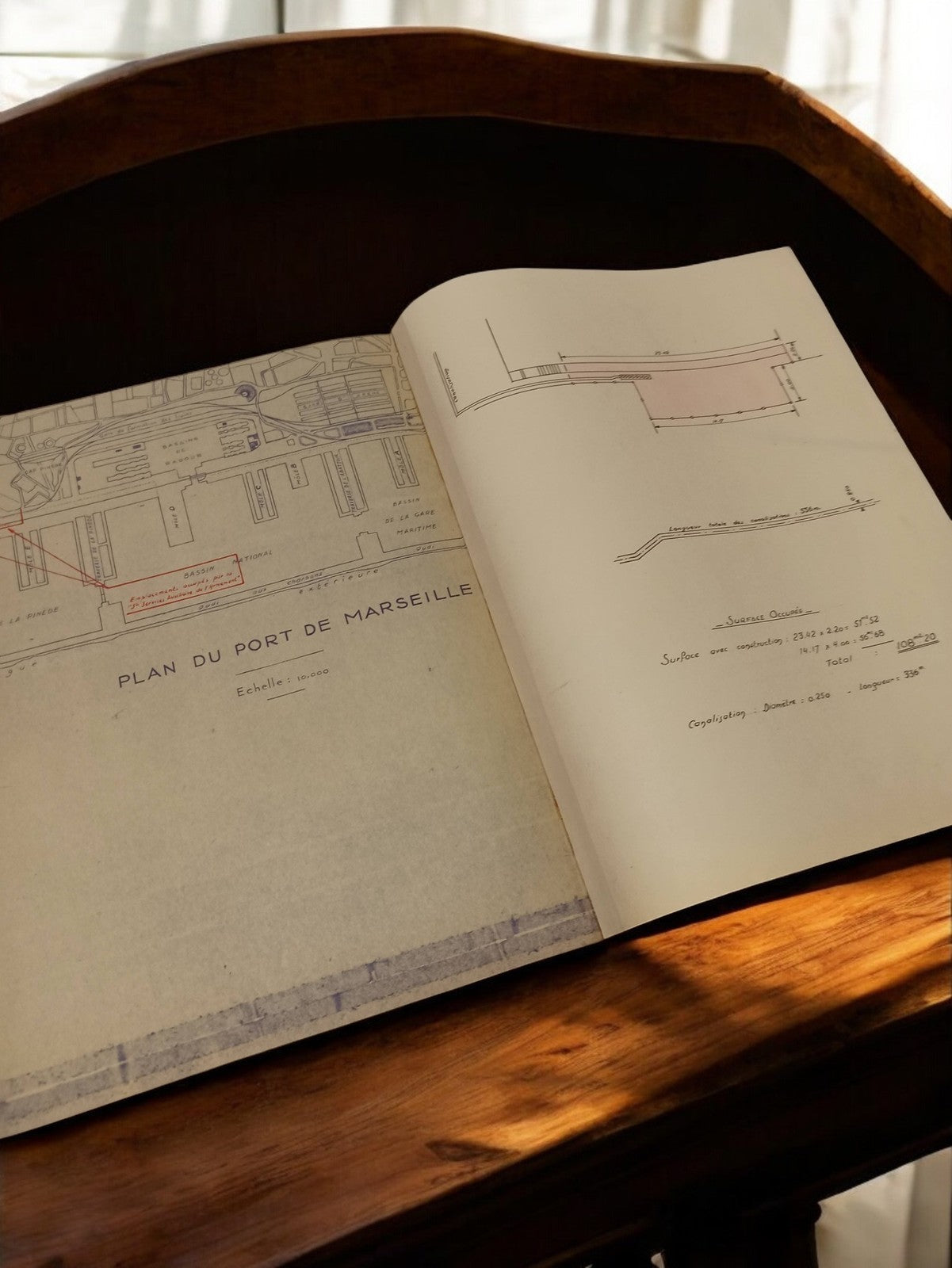 Plan ancien port de Marseille années 1930-40 document travaux publics hydrauliqu