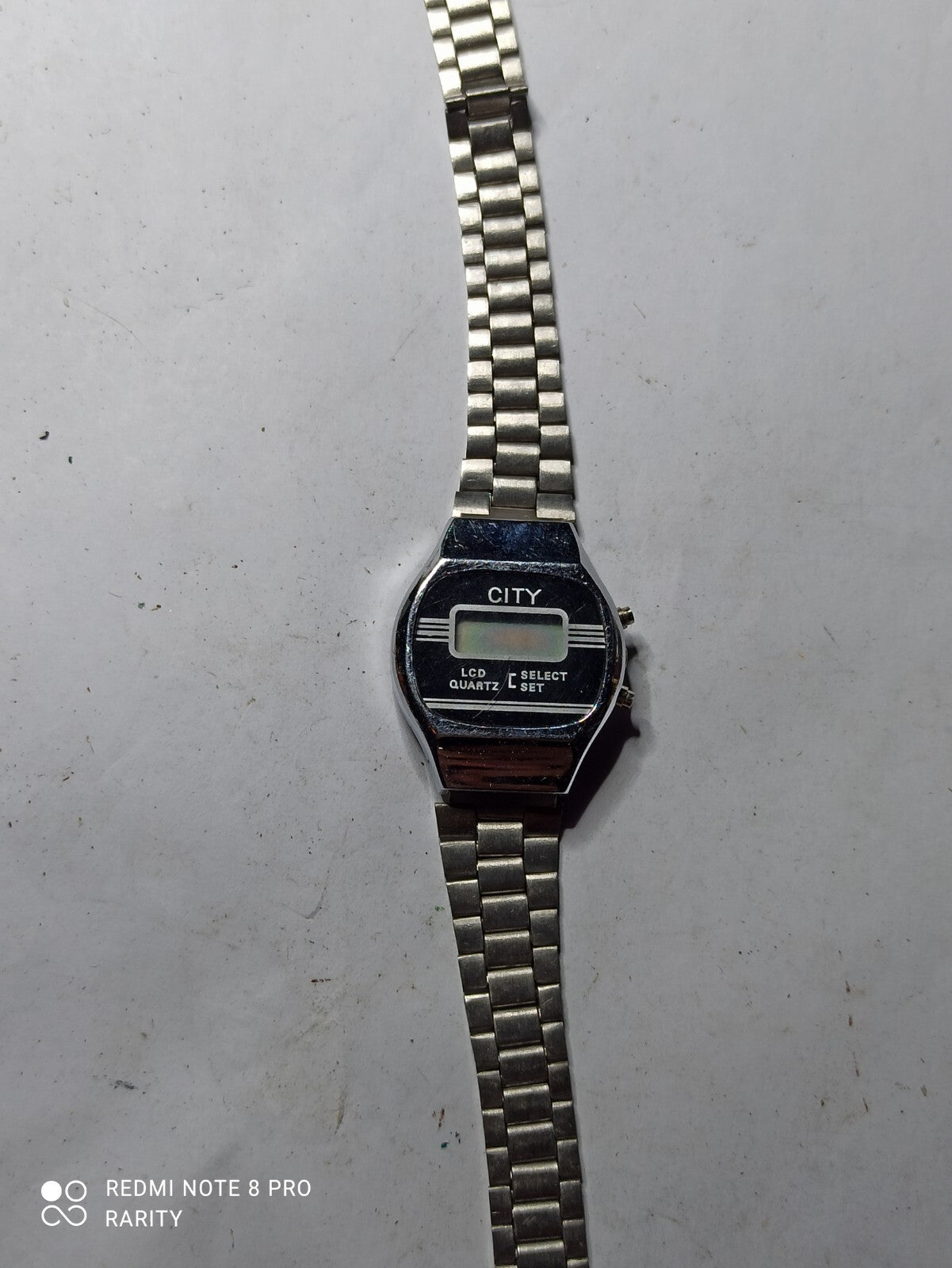 Montre vintage CITY LCD Quartz, bracelet métal, à réparer, digital rétro