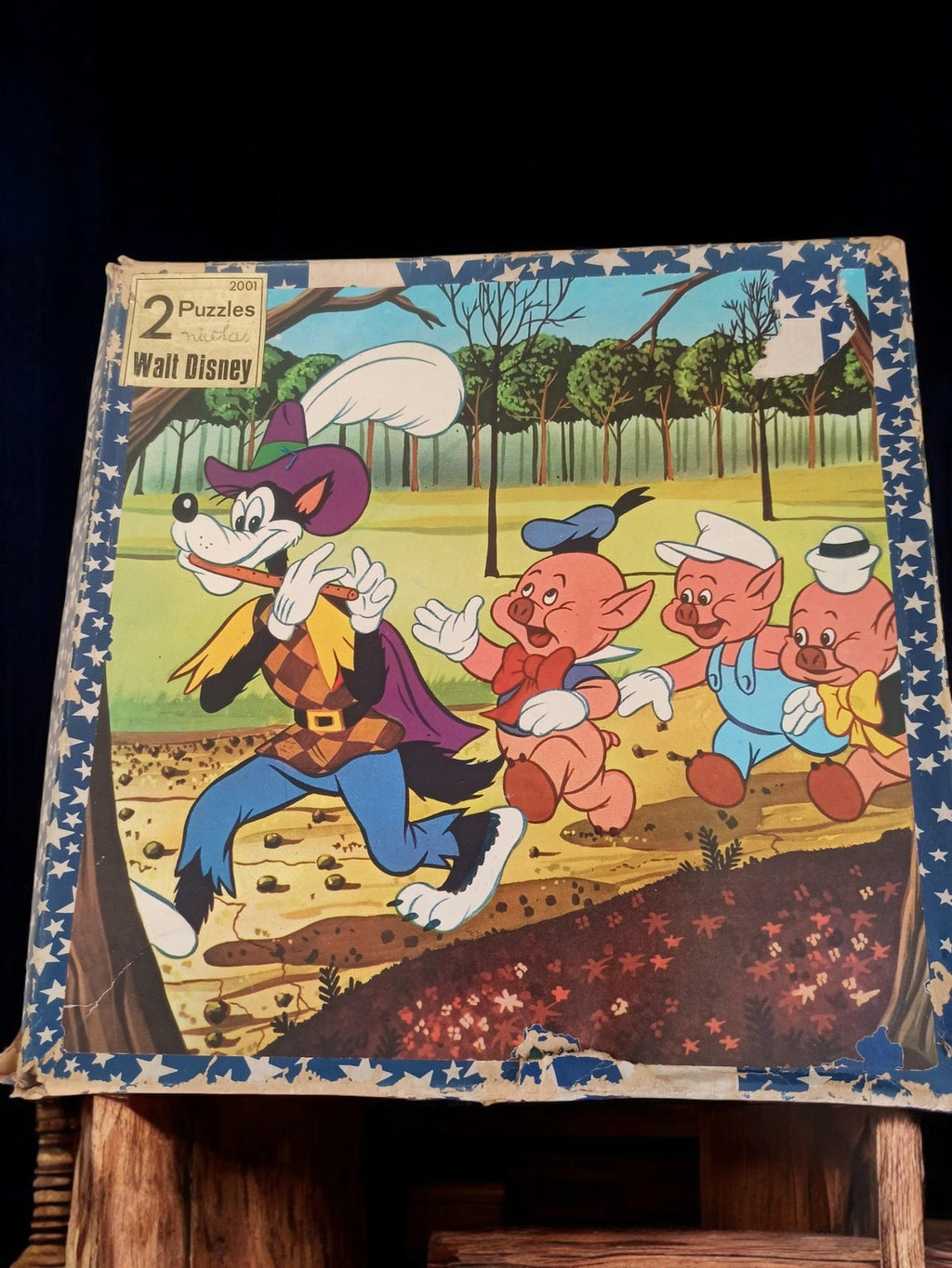 Puzzle vintage Disney Les Trois Petits Cochons boîte ancienne rétro rare