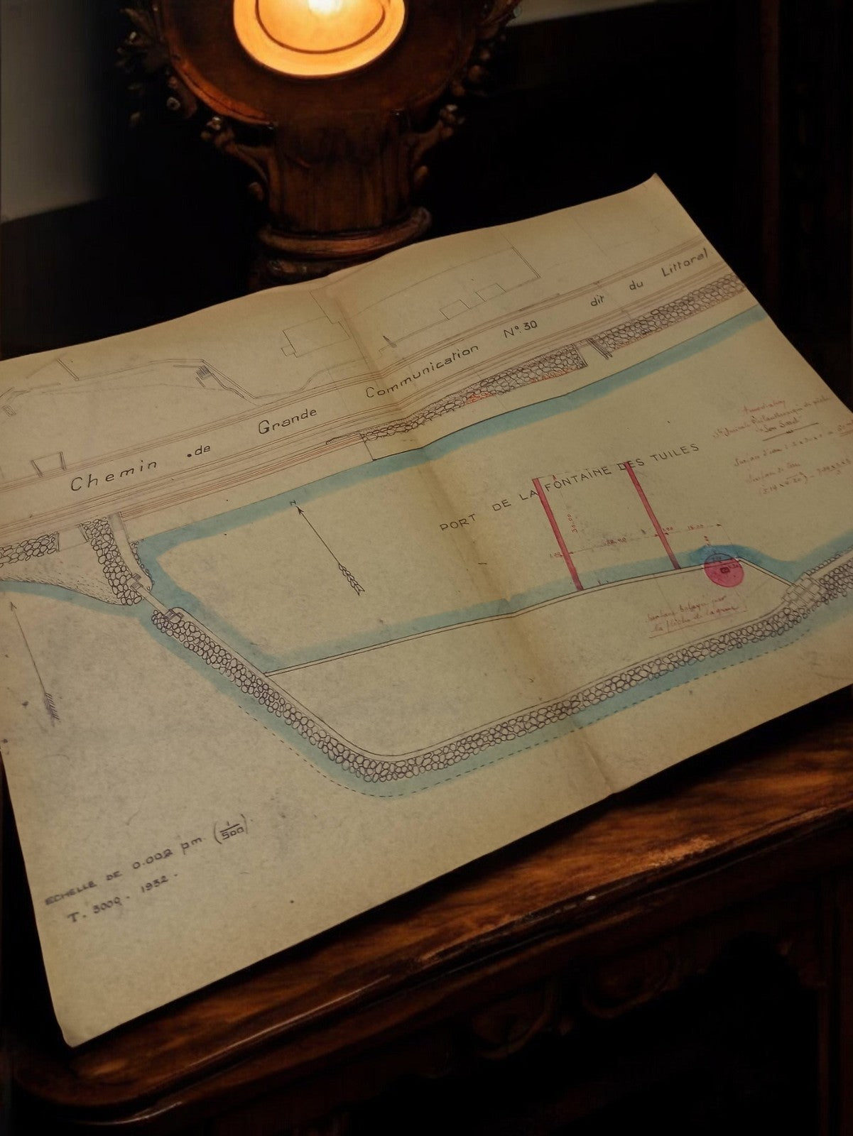 Plan ancien Marseille travaux publics hydraulique années 30-40 Port Fontaine Tui