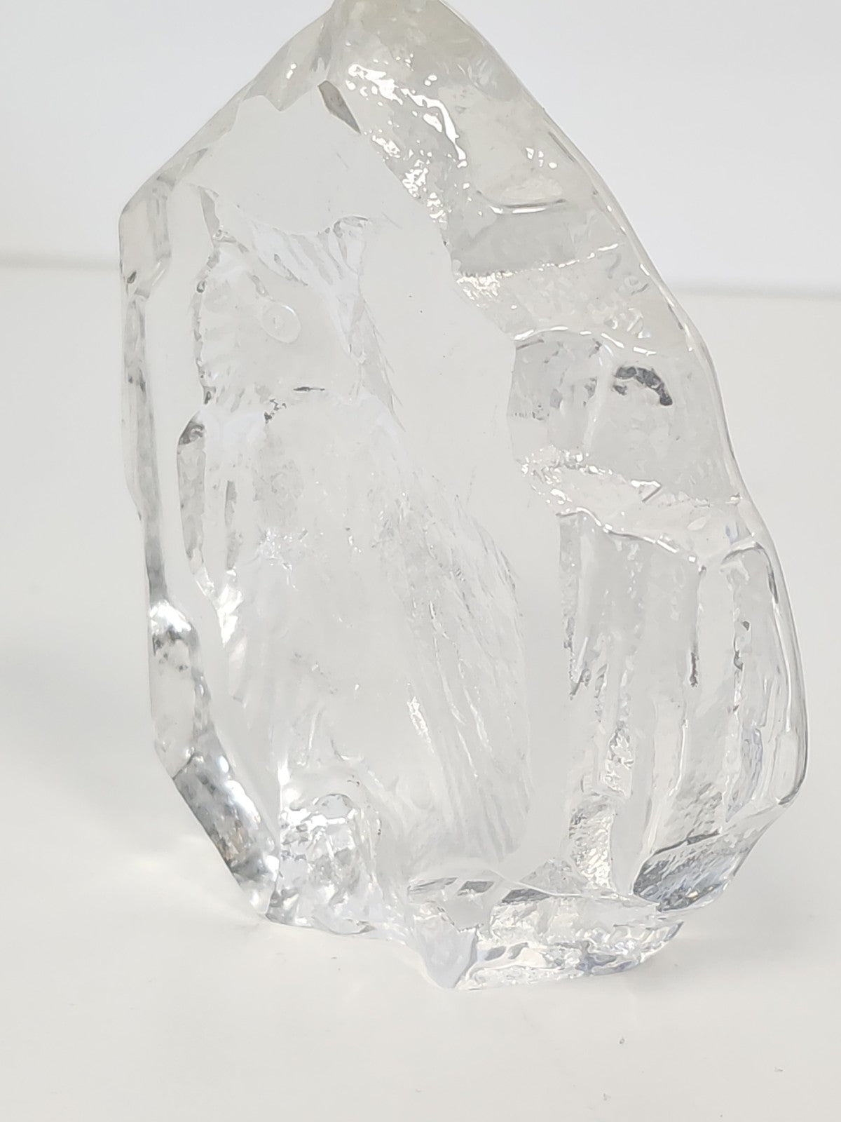 Large vintage old crystal owl figurine, decorative animal collectible