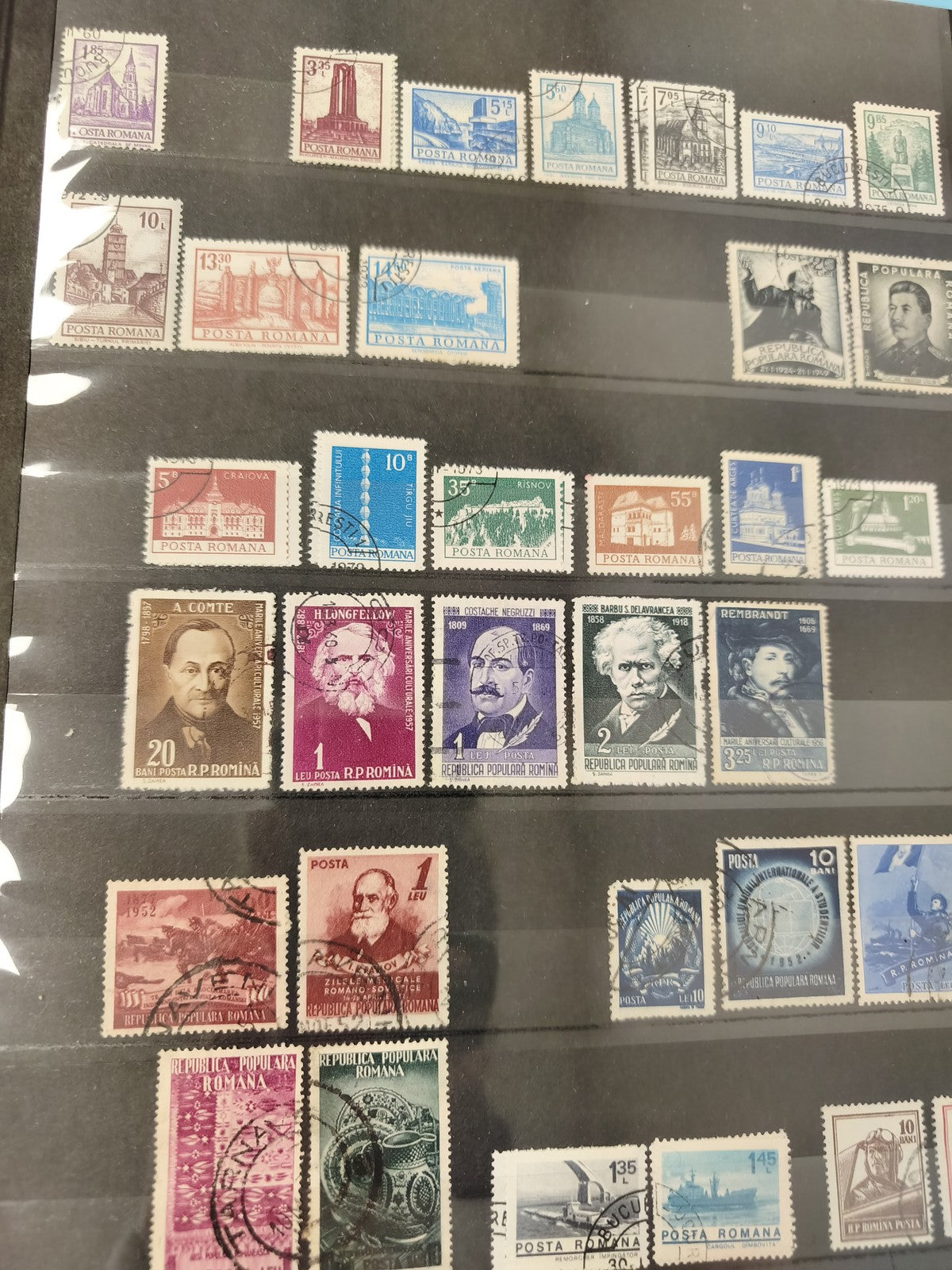 Lot anciens timbres oblitérés Roumanie, motifs historiques et portraits, collect