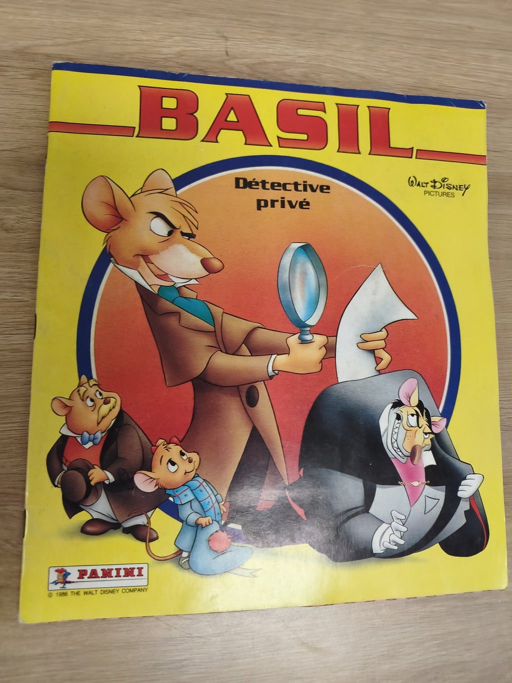 Vintage album Panini incomplet Basil Détective privé Disney 1986