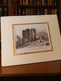 Gravure ancienne Château de Nogent le Rotrou, art rétro encadrée vintage