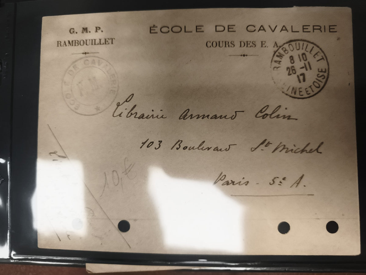 Lettre ancienne École de Cavalerie Rambouillet 1917 cachet postal philatélie