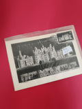 Carte postale Château de Chambord timbrée, noir et blanc, philatélie Loire