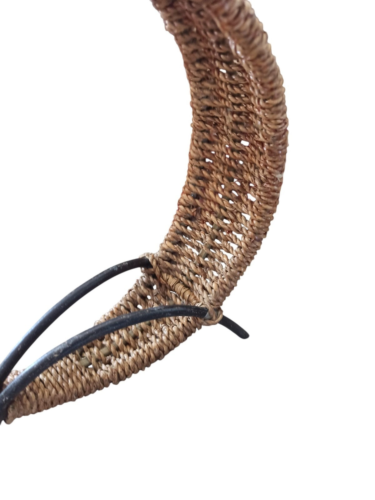 Lampe vintage métal et rotin style industriel courbé rétro déco loft