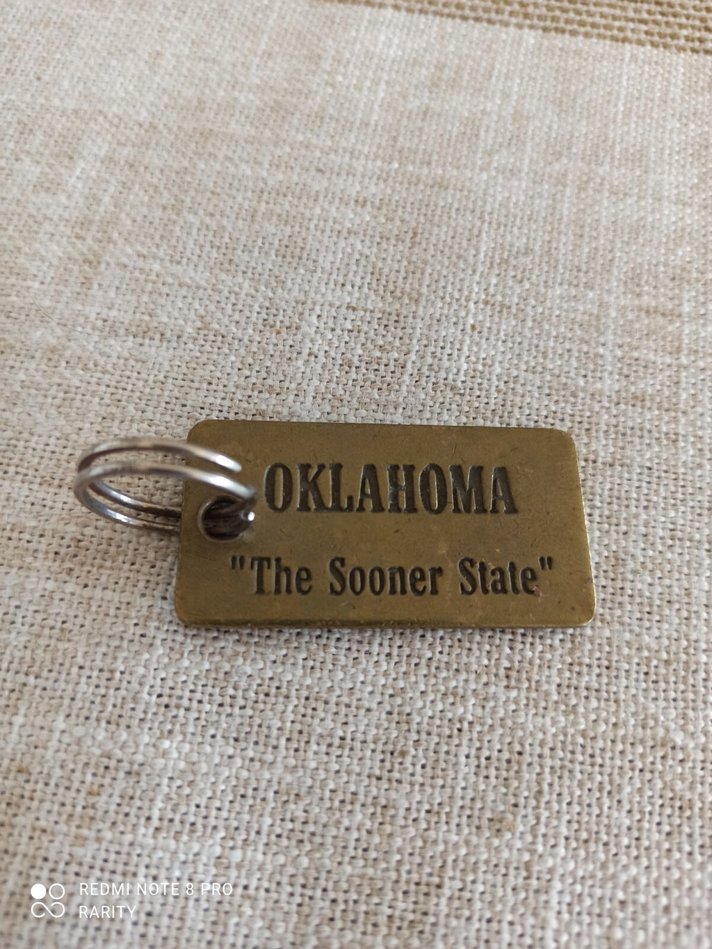 Porte-clés vintage Oklahoma plaque rectangulaire, motif gravé Sooner State