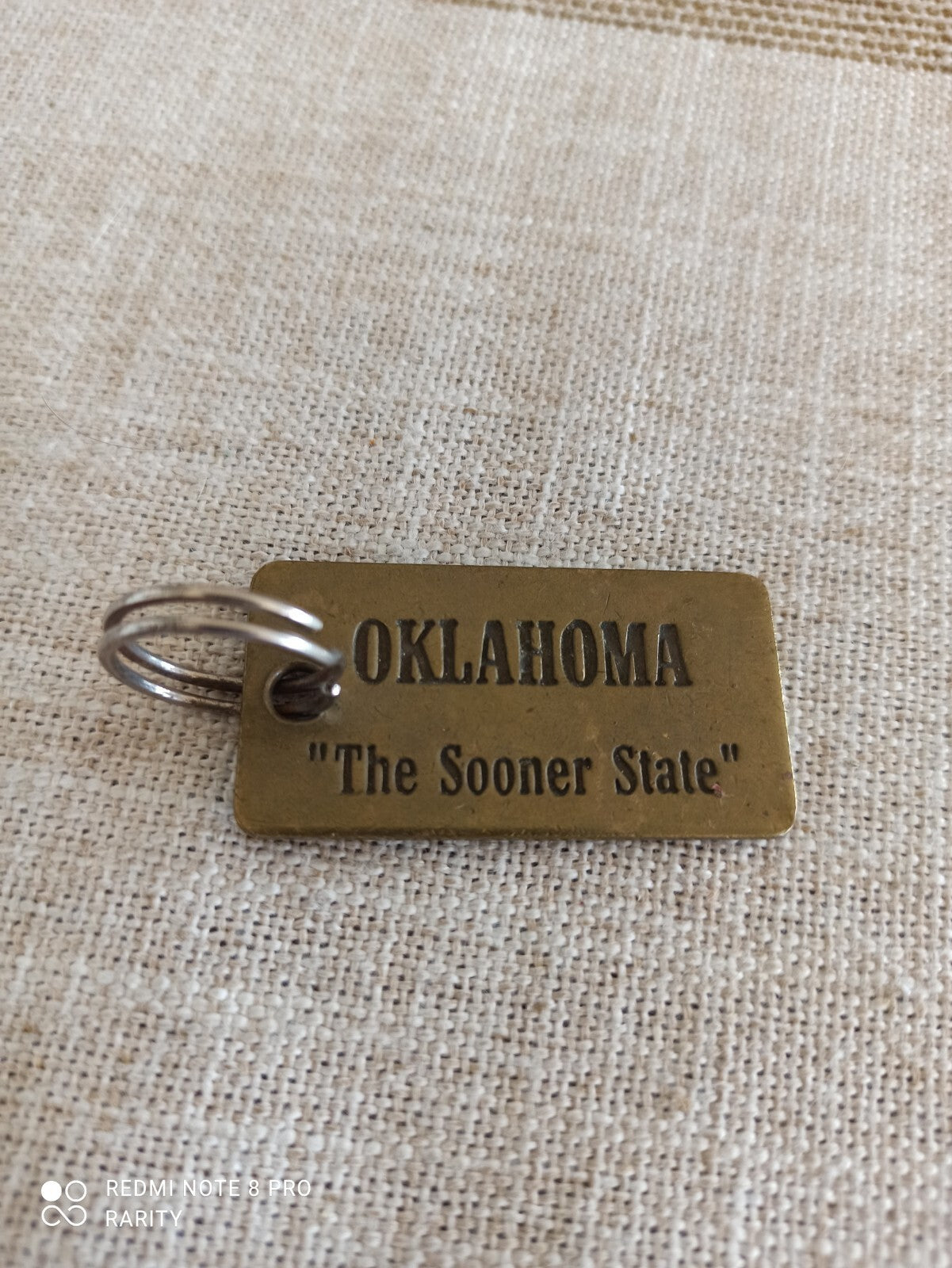 Porte-clés vintage Oklahoma plaque rectangulaire, motif gravé Sooner State