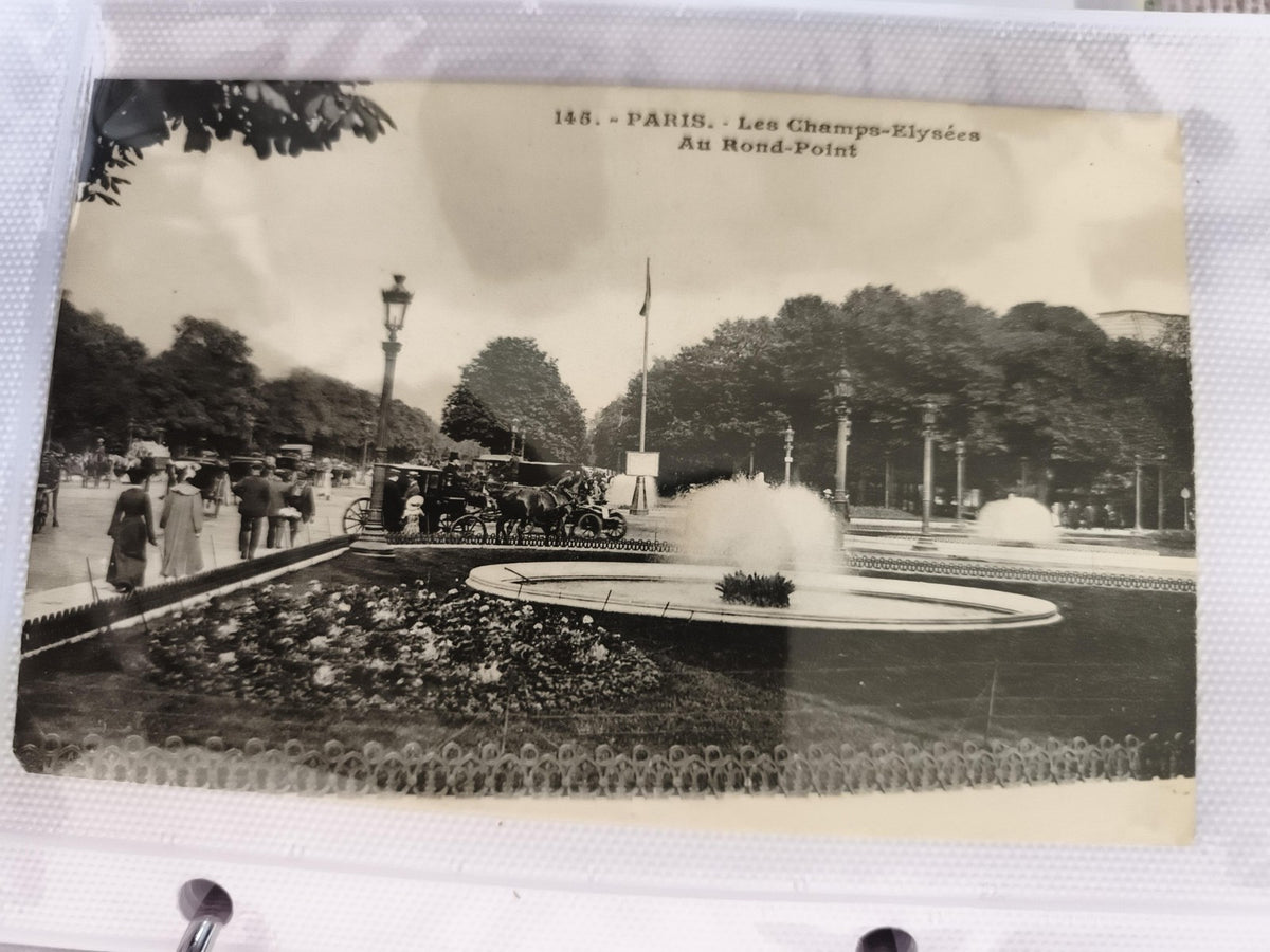 CPA Paris Champs-Élysées Rond-Point fontaine attelage début XXe