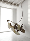 Suspension vintage style industriel ? Lustre design laiton disques nacre anciens