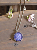 Collier pendentif vintage motif géométrique bleu rétro chic fantaisie