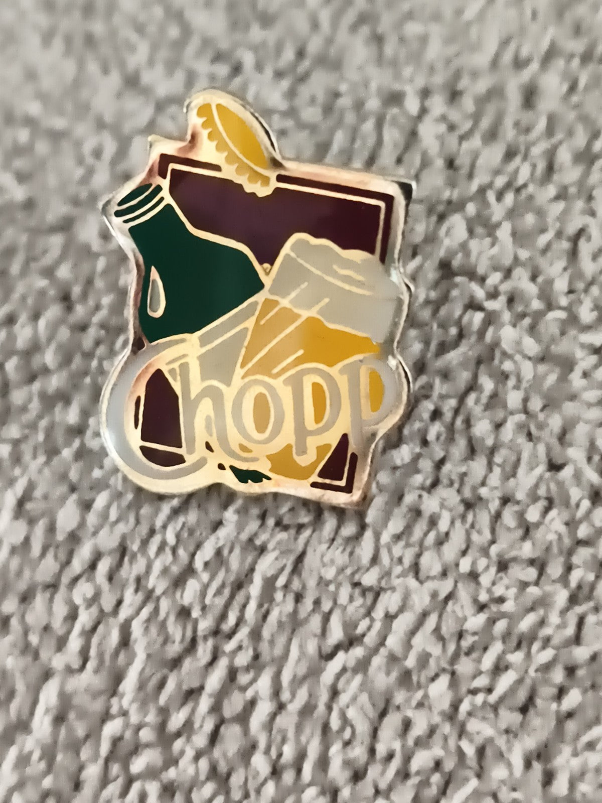 Pin's vintage Chopp bière bouteille et verre émaillé pub bar années 90 (Ref 10)