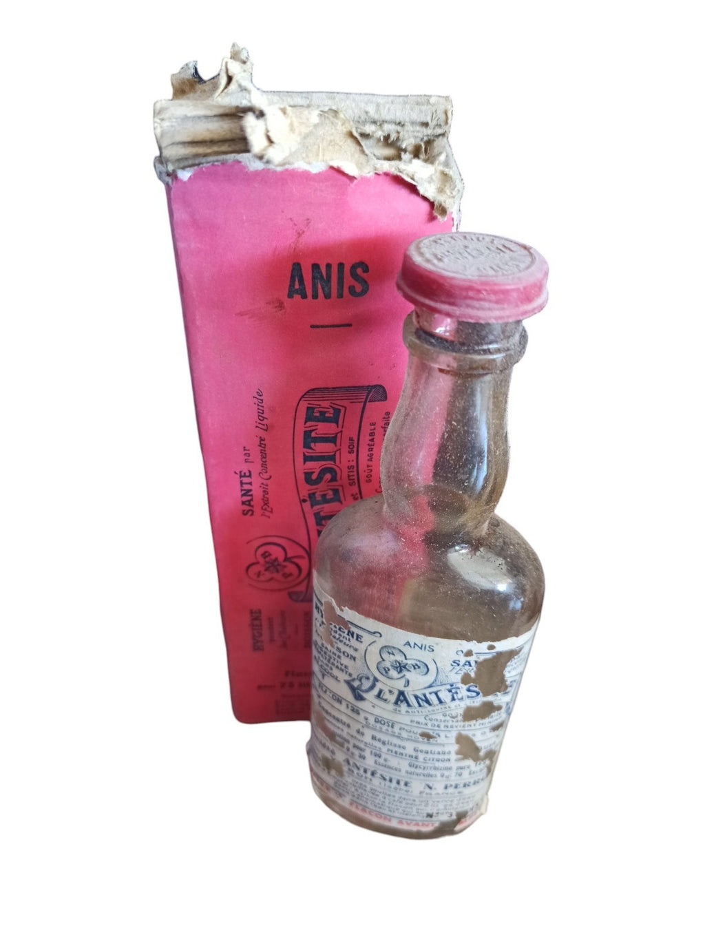 Boîte originale Antésite Anis vintage années 40, flacon ancien, déco pub