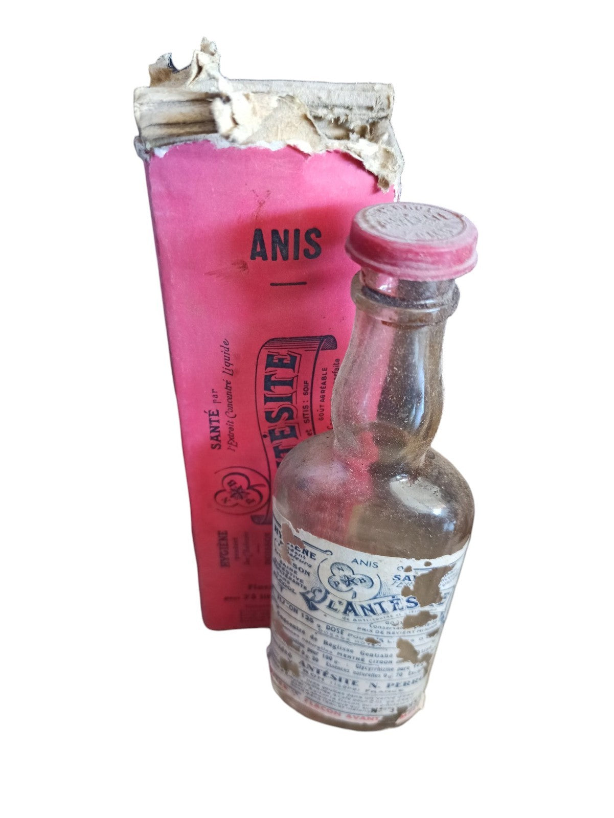 Boîte originale Antésite Anis vintage années 40, flacon ancien, déco pub