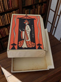 Boîte ancienne publicitaire Fétiche, déco asiatique vintage, art graphique rétro