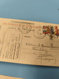 Ancienne carte postale militaire Armées de la République, drapeaux, 1915