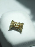 Broche ancienne dorure métal fleur perles, bijou vintage rétro fantaisie
