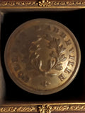 Bouton administration France vintage blason feuillage doré ancien collection
