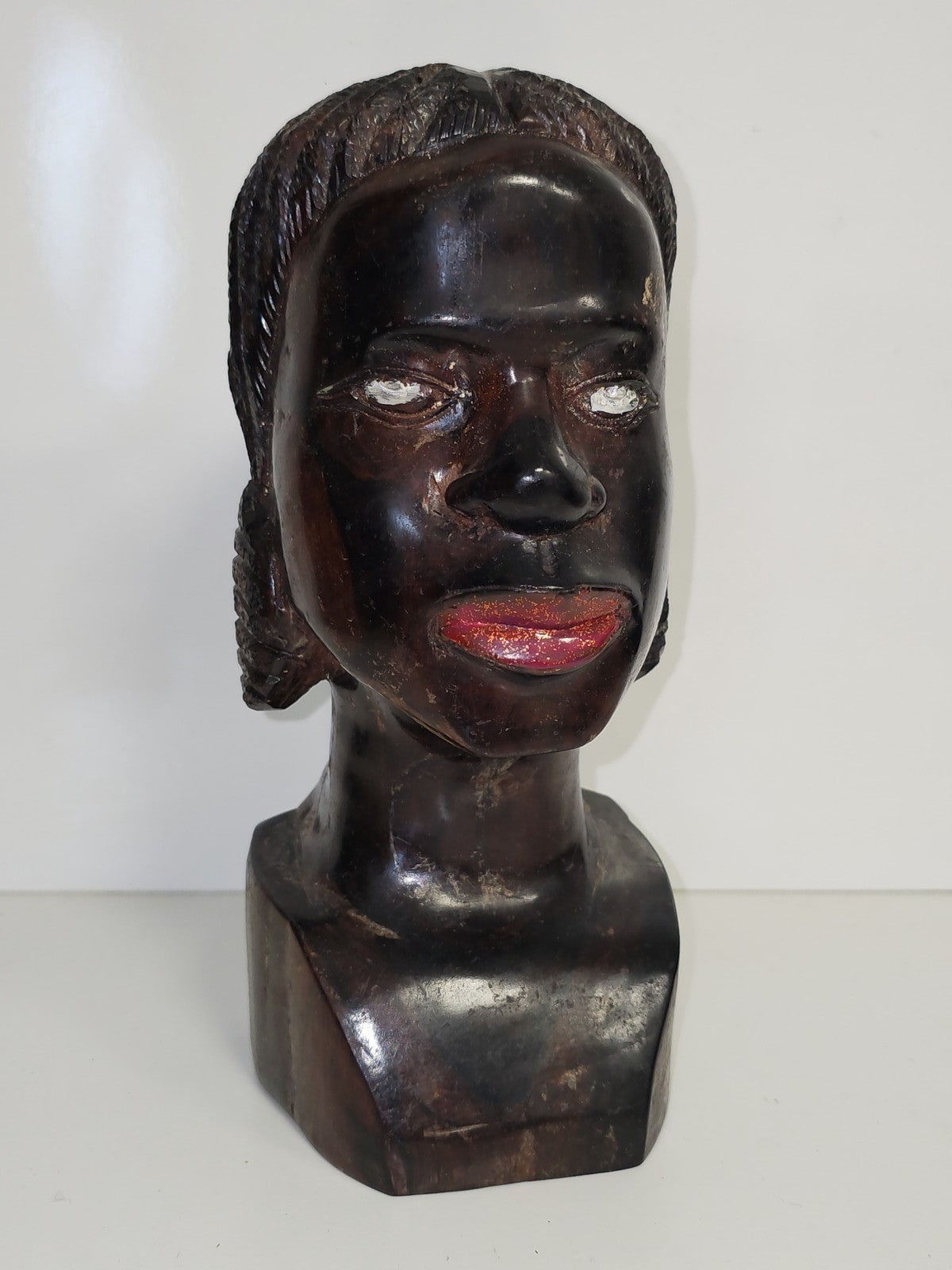 Sculpture africaine vintage en bois massif ancien, grande pièce années 1950 déco