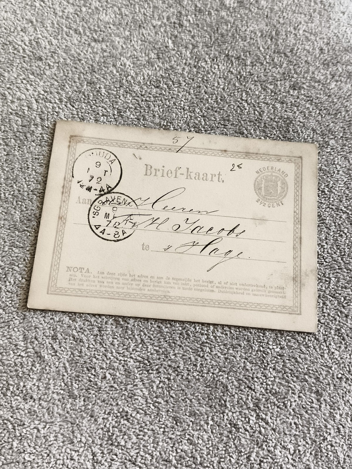 Carte postale néerlandaise Briefkaart 2½ cent oblitérée timbre Pays-Bas philatél