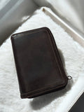Porte-monnaie ancien vintage rétro marron aspect cuir accessoire zip