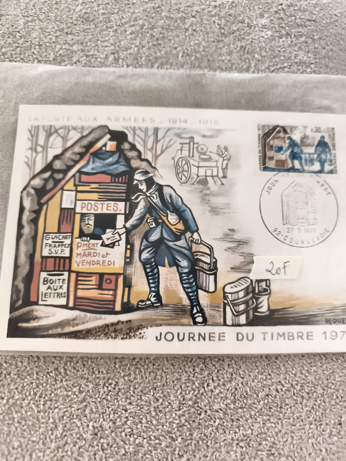 Carte philatélique Journée du Timbre 1975 La Poste aux Armées 1914-1918 FDC