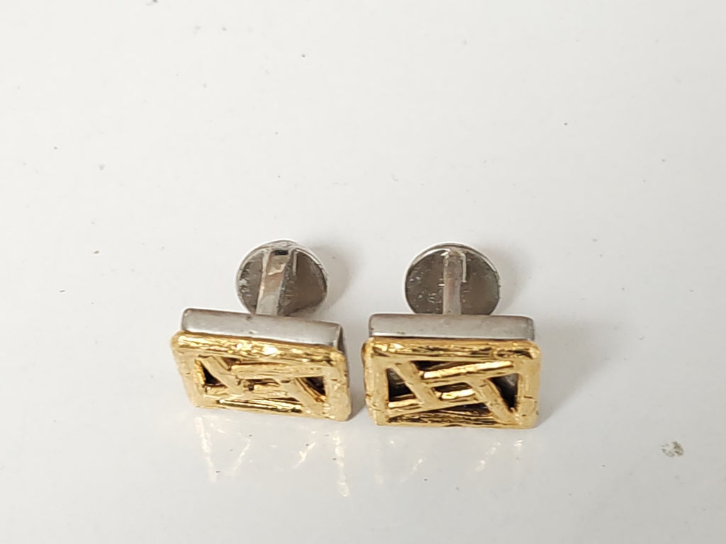 Paire de boutons de manchette vintage anciens plaqué or rétro pour collectionneu