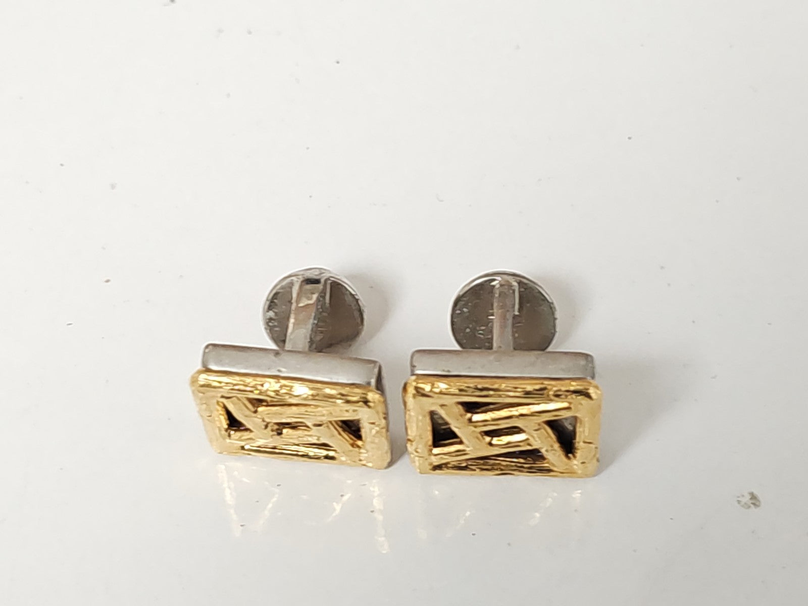 Paire de boutons de manchette vintage anciens plaqué or rétro pour collectionneu