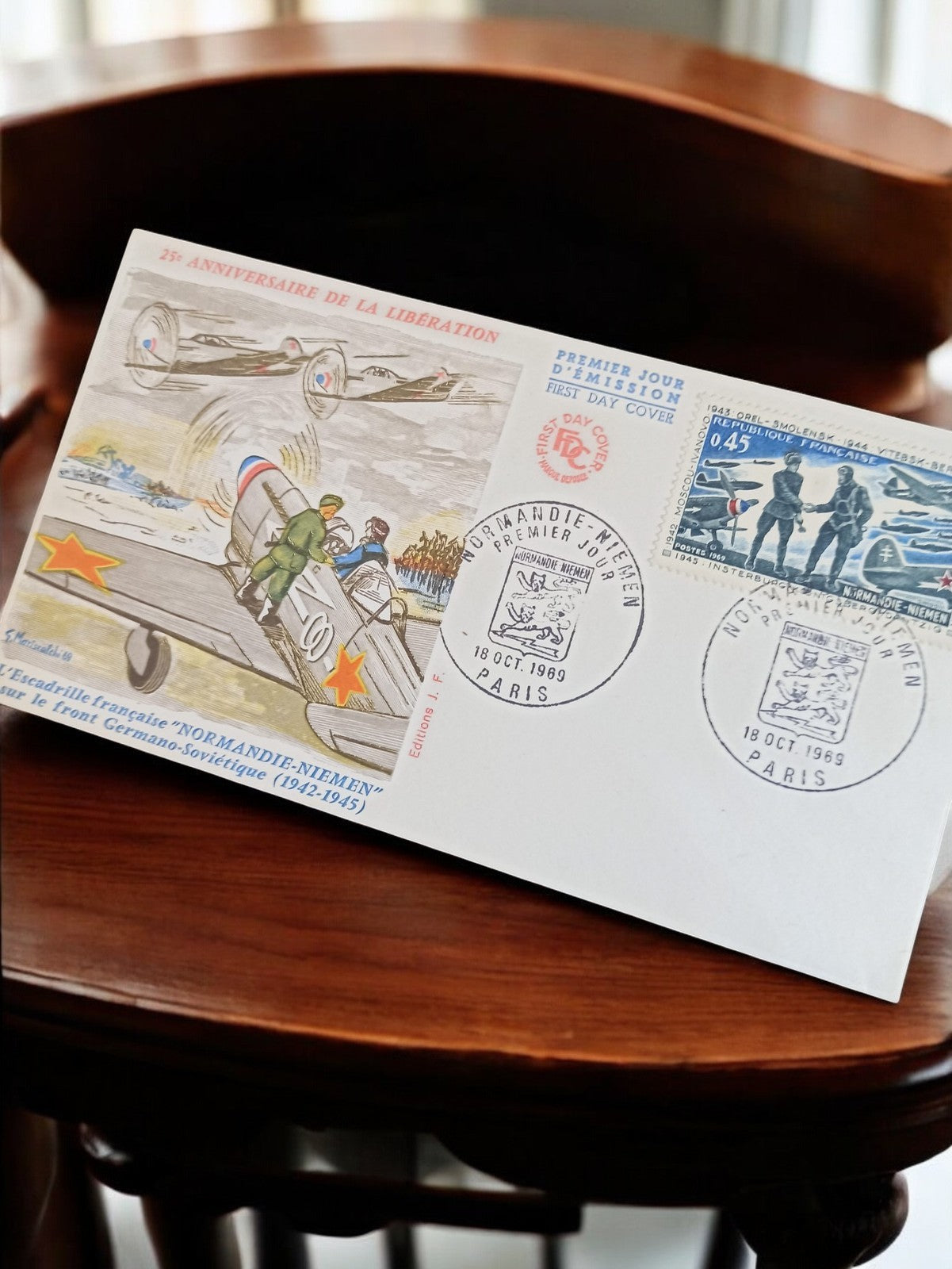 Lettre premier jour Normandie-Niemen 1969, timbre ancien, Libération, FDC