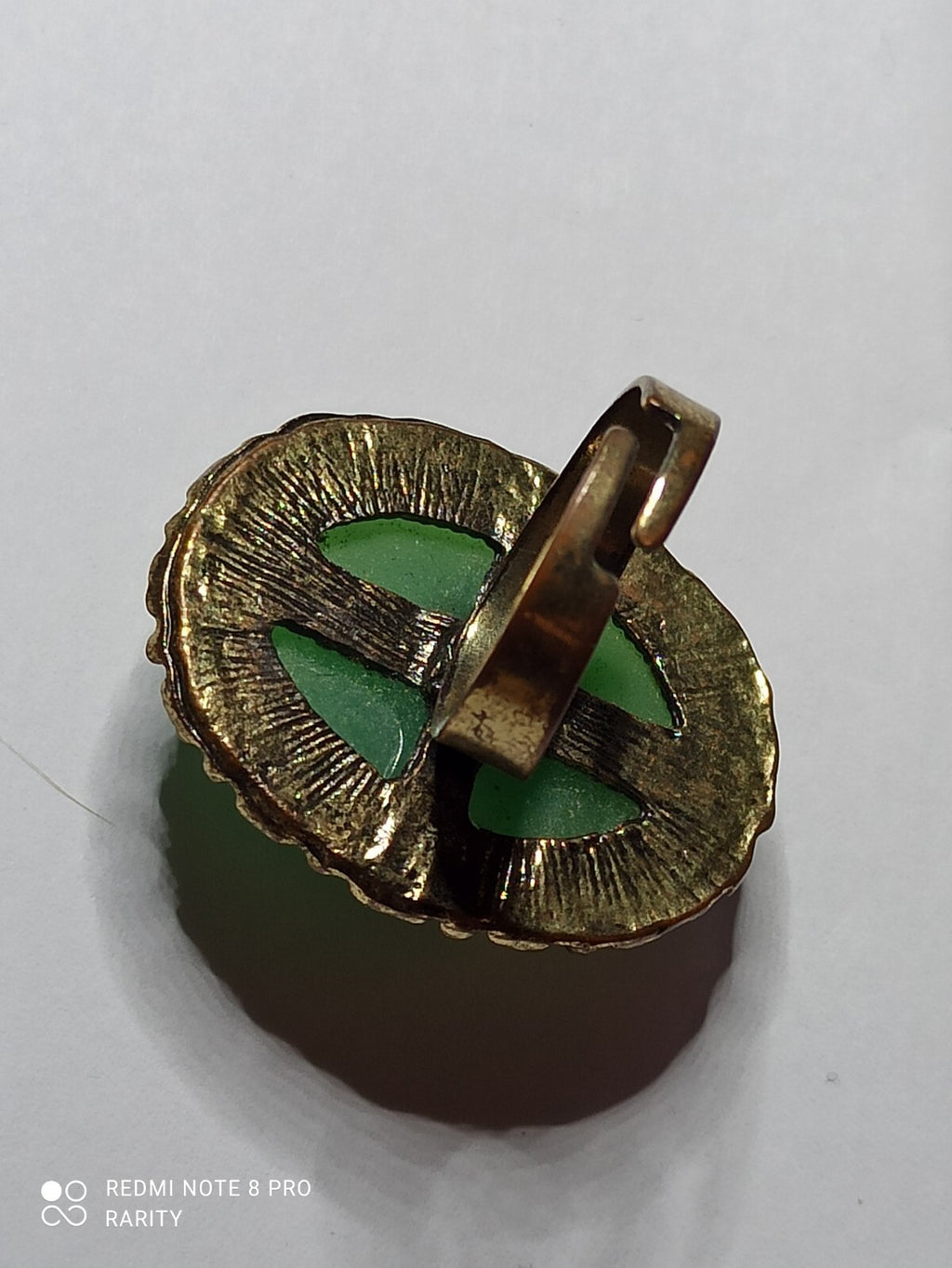 Bague vintage cabochon vert fantaisie, grosse bague ajustable taille 54