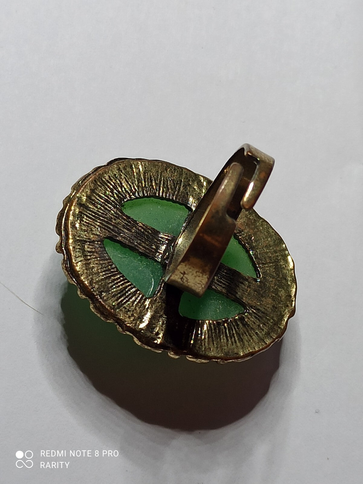 Bague vintage cabochon vert fantaisie, grosse bague ajustable taille 54