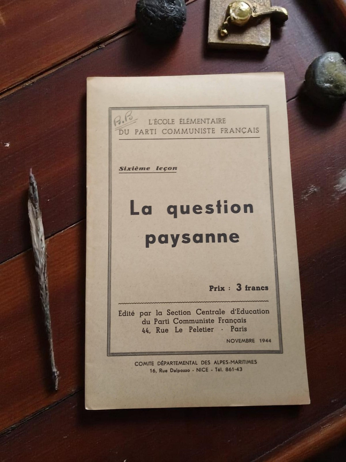 Livret propagande école Parti Communiste 1944 La question paysanne vintage rare