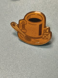 Vintage pin's café tasse marron rétro, accessoire collection caféine