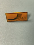 Vintage pin's rectangulaire IMR Diffusion jaune logo publicitaire ancien