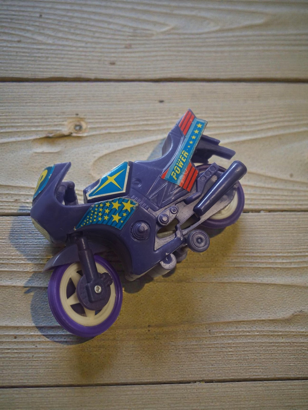 Moto jouet vintage MASK années 80, déco étoilée, rétro, rare