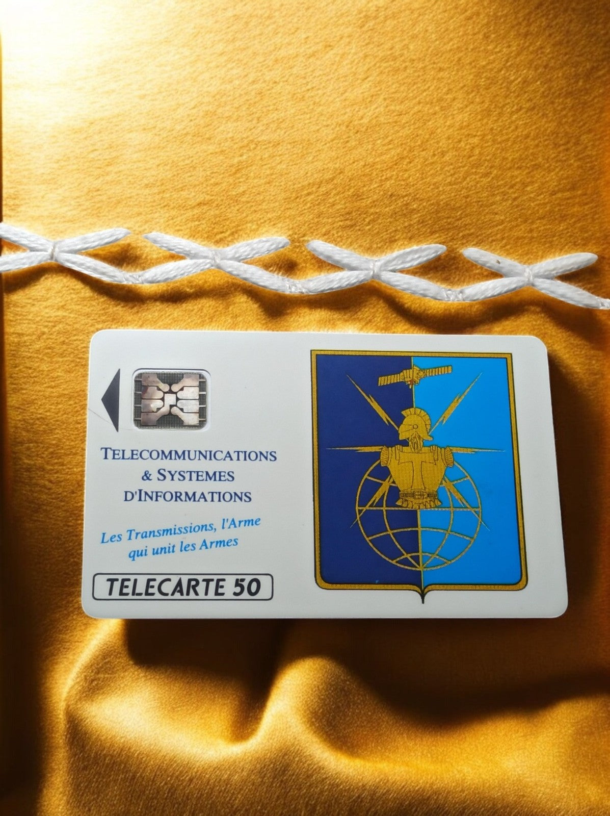 Carte téléphonique vintage TELECARTE 50 Transmissions Armée, puce, rare