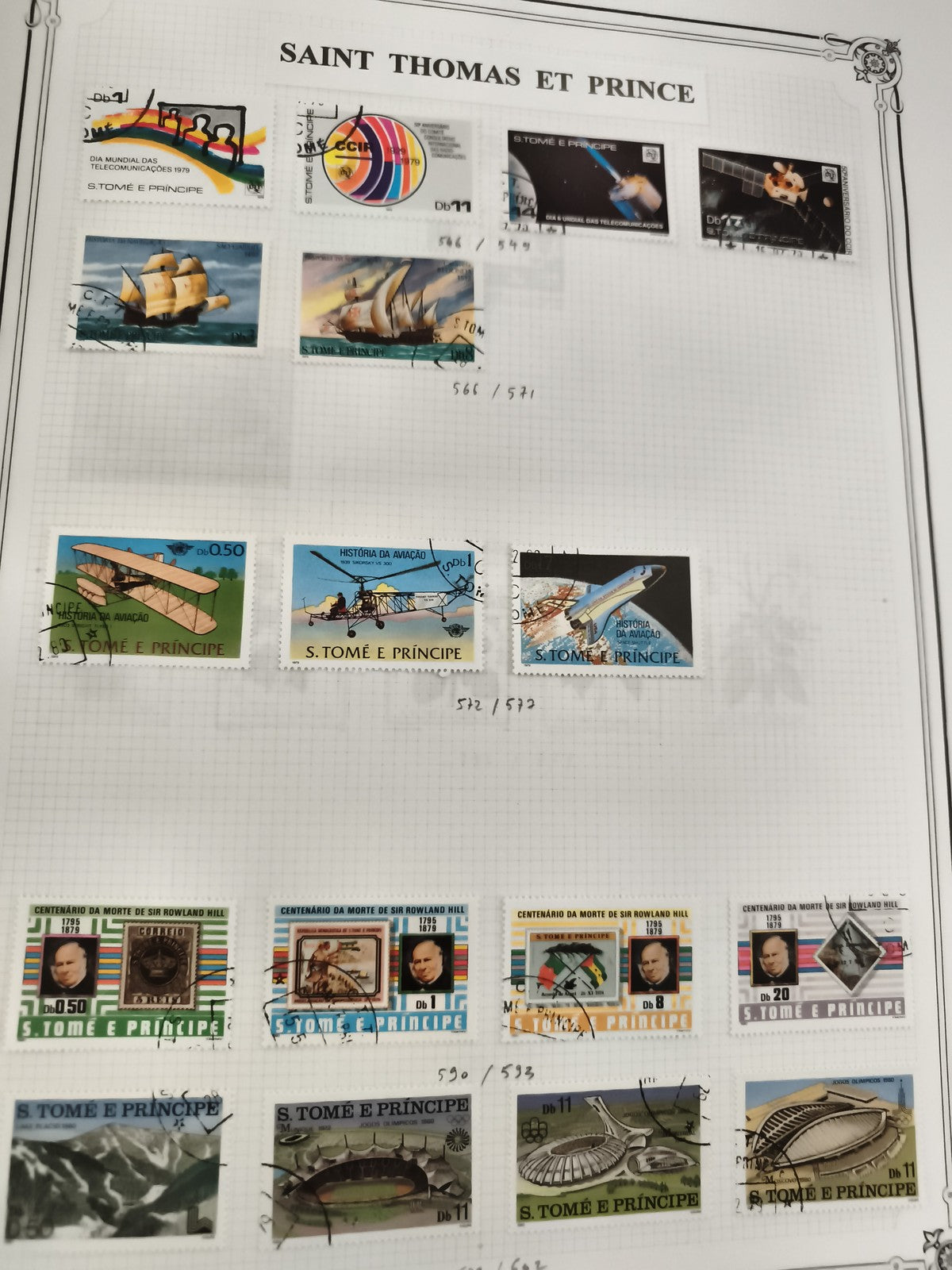 Timbres Saint Thomas et Principe oblitérés thèmes navires aviation 1979 philatél