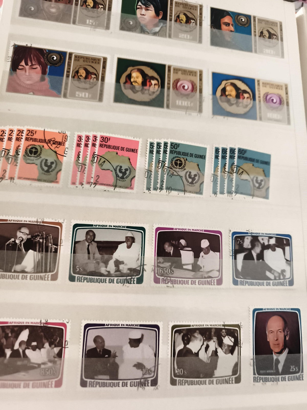 Timbres anciens République de Guinée, séries thématiques, oblitérés, philatélie