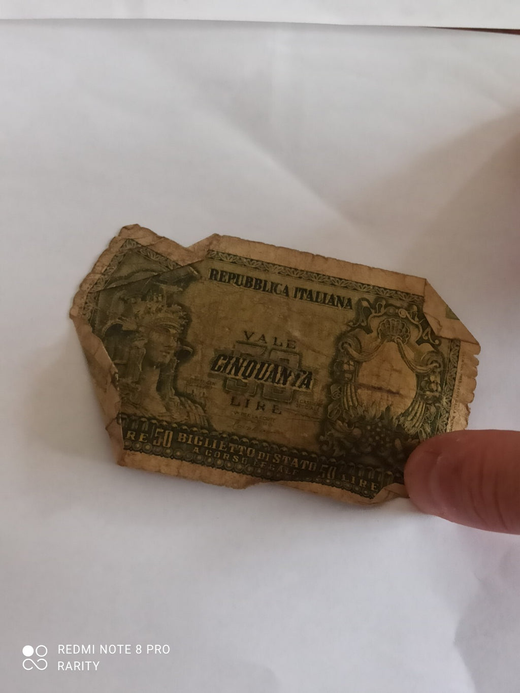 Billet ancien Italie 50 Lire REPUBBLICA ITALIANA état usé rare vintage