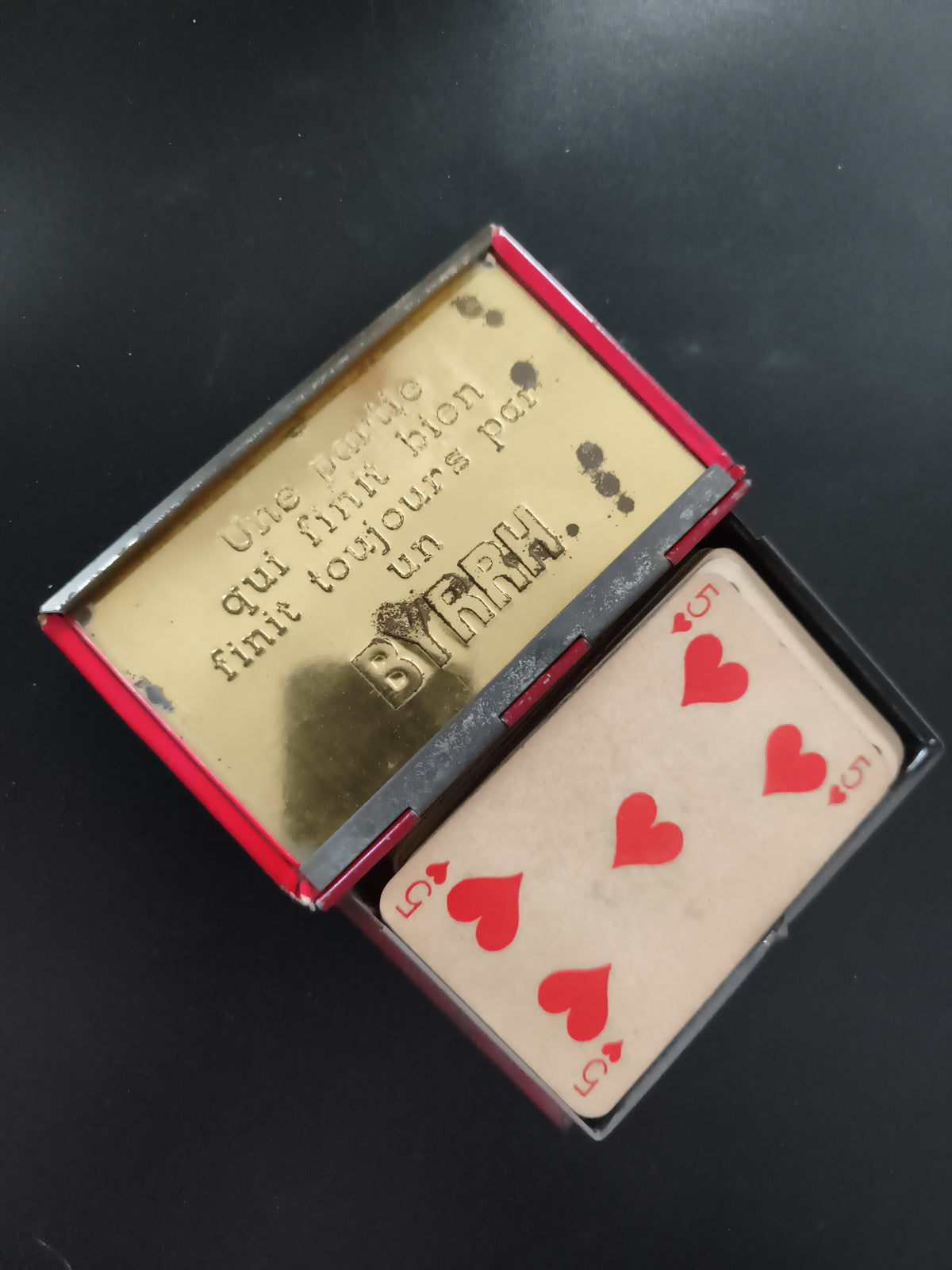 Jeu de cartes ancien BYRRH étui métal doré publicité vintage années 50