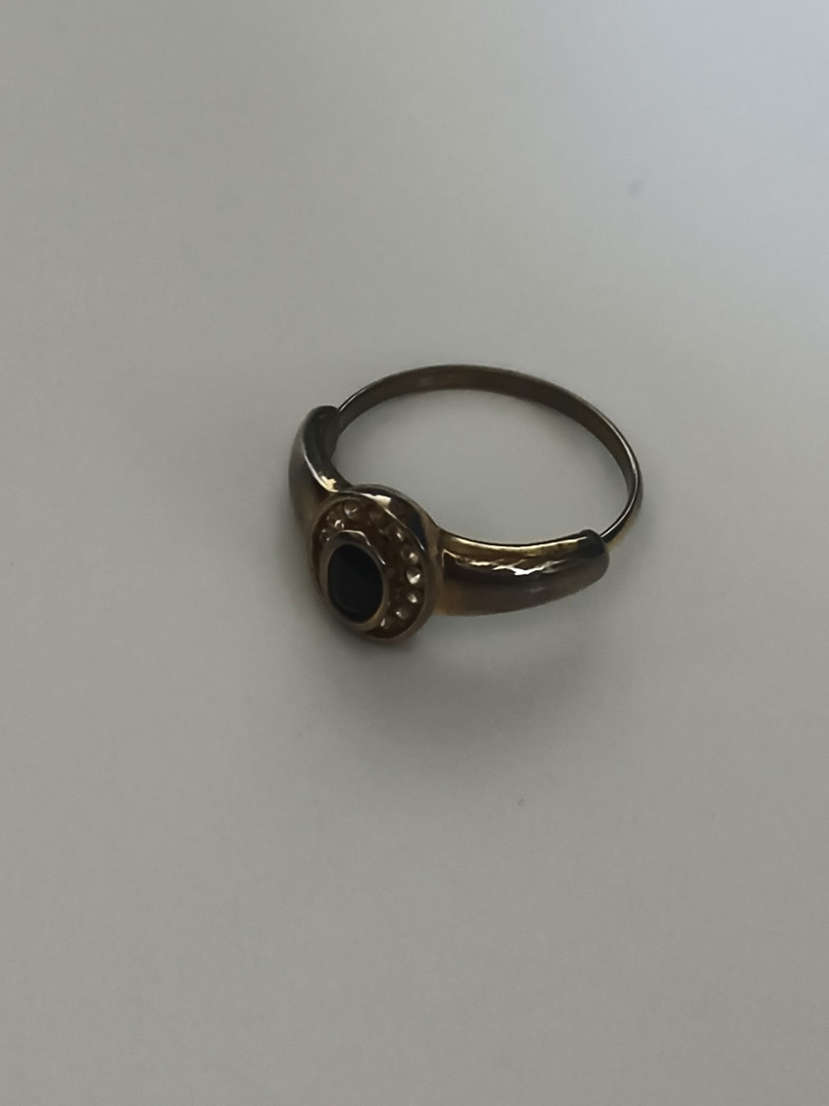 Bague vintage plaquée or, pierre noire, style rétro, taille 57