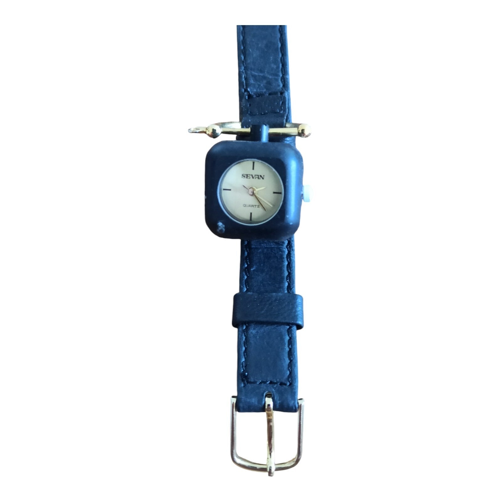 Montre Sevan Dé Quartz vintage noire collector, cadran fantaisie rare