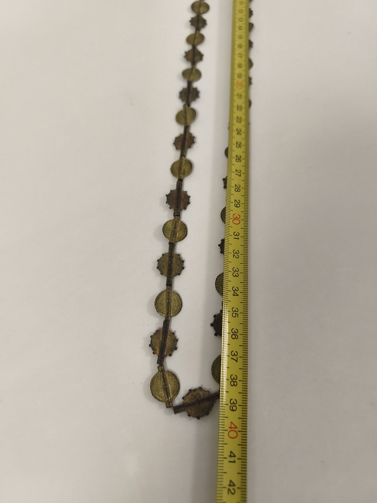 Ancien collier africain bronze, grosses perles rondes ethniques vintage
