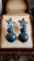 Boucles d?oreilles vintage Rebajes métal argenté étoile design rétro
