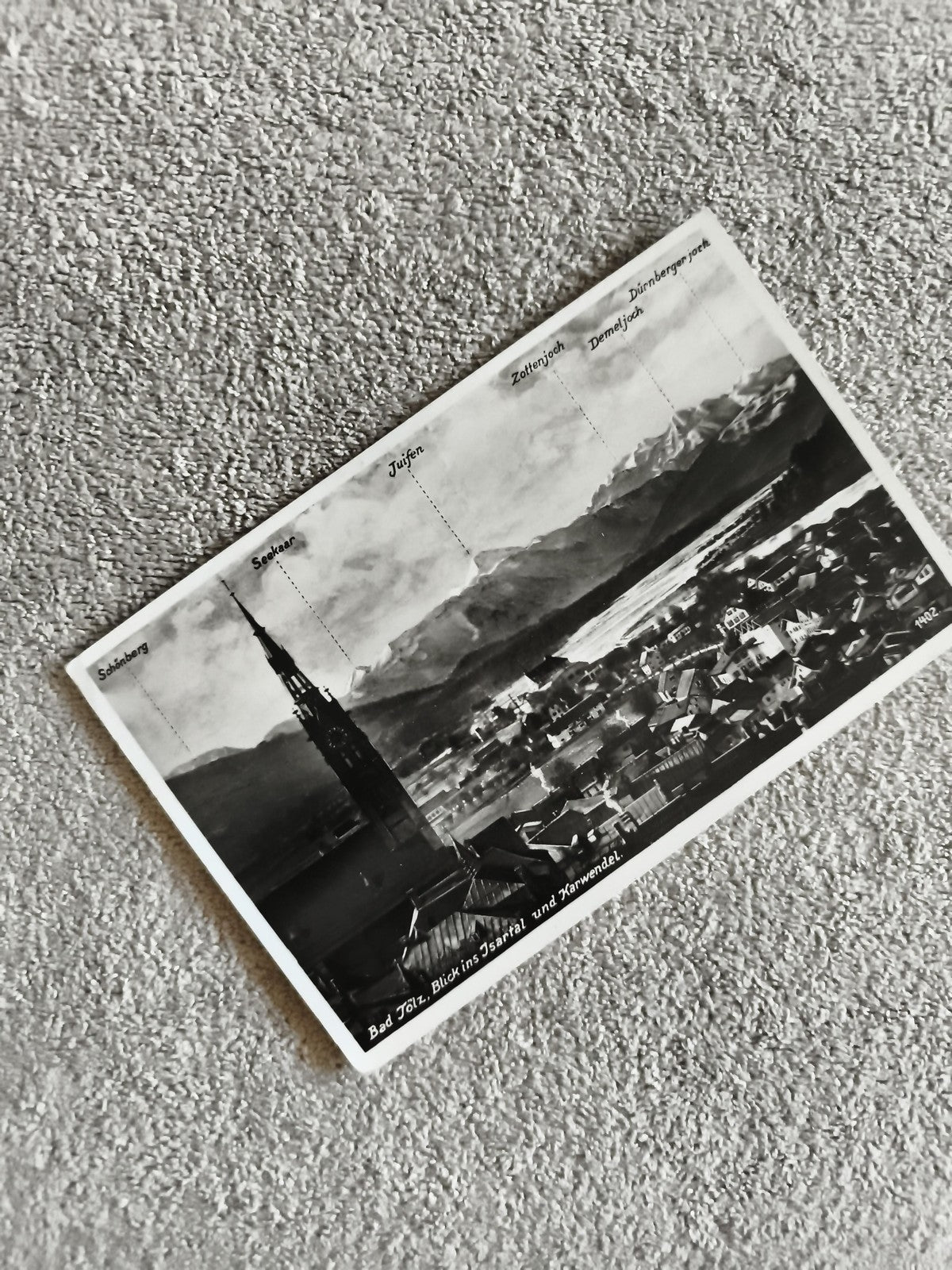 Carte postale Bad Tölz vue montagne noir et blanc philatélie paysage