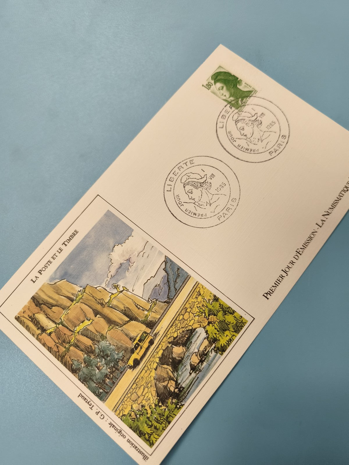 Enveloppe premier jour d?émission FDC timbre Marianne vert et illustration monta